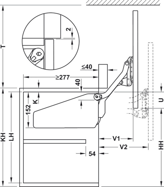 Подъемный механизм  FREE UP правый  мод. Q3us, высота/вес: 380-500 мм/6,3-11,8 кг АКЦИЯ!